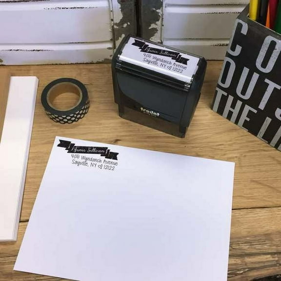 Personalized Square Self Inking Rubber Stamp - The Monroe