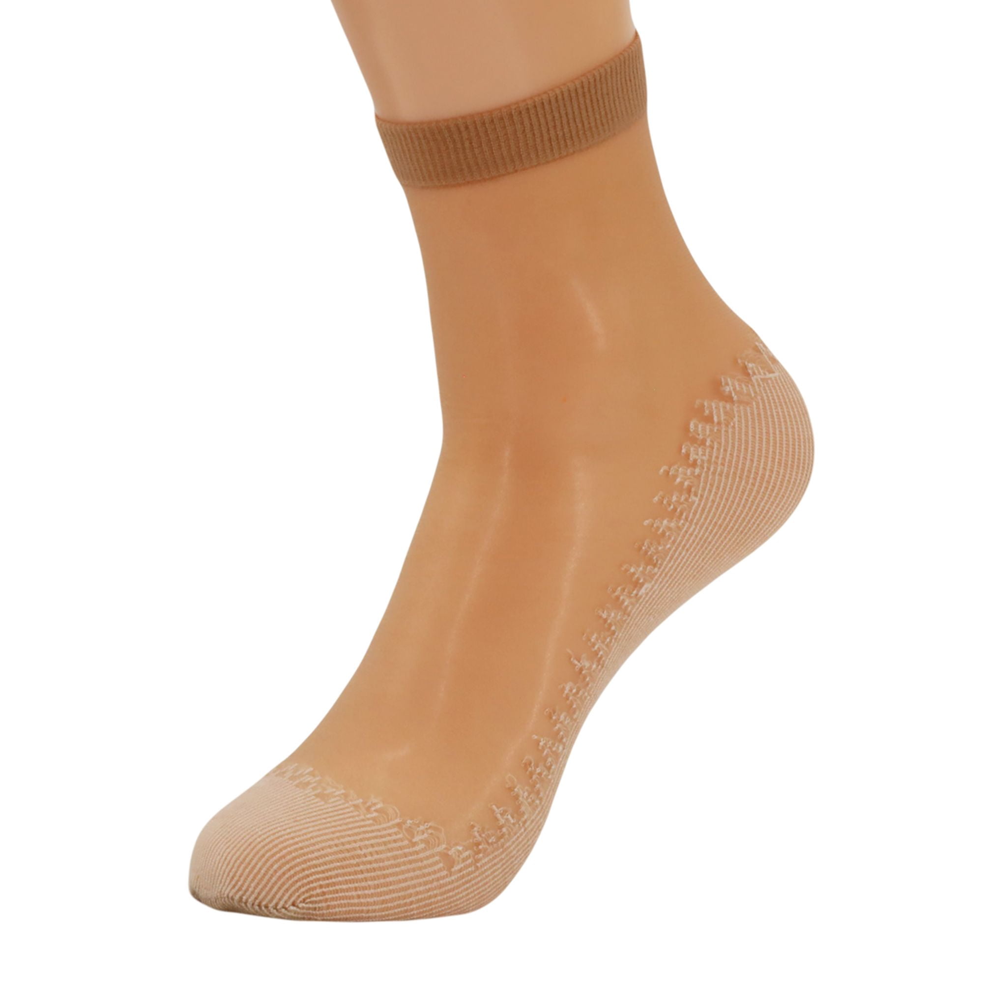 Women's 10-Pack Sheer Ankle Socks - Anti-Slip Cotton Sole & Reinforced Toe, Fits Shoe Size 5-10