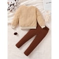 thumbnail image 4 of Spring Autumn Clothes For Girls 4Y 5Y 6Y 7Y Girls Letter Graphics Furry Long Sleeve Tops & Pants 2Pcs Outfits Set Khaki, 4 of 9