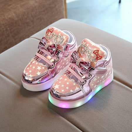 

THE WILD Comfortable Fashion Newborn Baby Kids Girls Shoes Skateboard Shoes Lighting Luminous Shoes