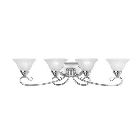 

Bathroom Vanity 4 Light With White Alabaster Steel Polished Chrome size 36.25 in 400 Watts - World of Crystal