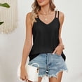 thumbnail image 5 of Women's Camisole Eyelet Top T-shirt Hollow Double Strap Dressy Casual Tank Tops Loose Fit V Neck Solid Vest (Small, Black), 5 of 7