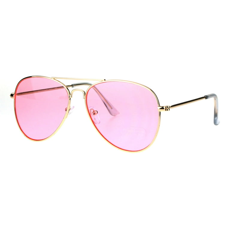 Oceanic Color Lens Classic Metal Rim Aviator Sunglasses Pink