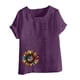 thumbnail image 3 of Vestidos Casuales Para Mujer, Blusas De Mujer De Moda Blusa informal de lino con botones y manga corta estampada para mujer, 3 of 3