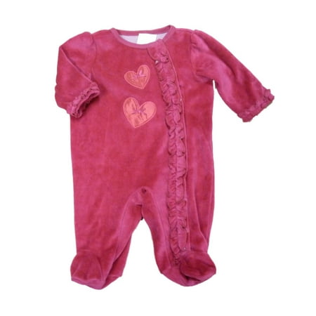 velour footed pajamas sleeper fuchsia ruffled infant blanket pink baby walmart