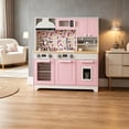 thumbnail image 7 of Aukfa Kids Play Kitchen Playset, Wooden Toddler Kitchen with Pretend Ice Maker & Capsule Coffee Maker for Kids Girls Boys, Pink, 7 of 7