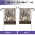 thumbnail image 3 of Welcome Spring Summer Garden Flag Lavender Flower Bucket, Decorative House Yard Lawn Outdoor Small Burlap Flag Lantern Decor, Vintage Farmhouse Seasonal Outside Decorations Double Sided 12.5 x 18, 3 of 6