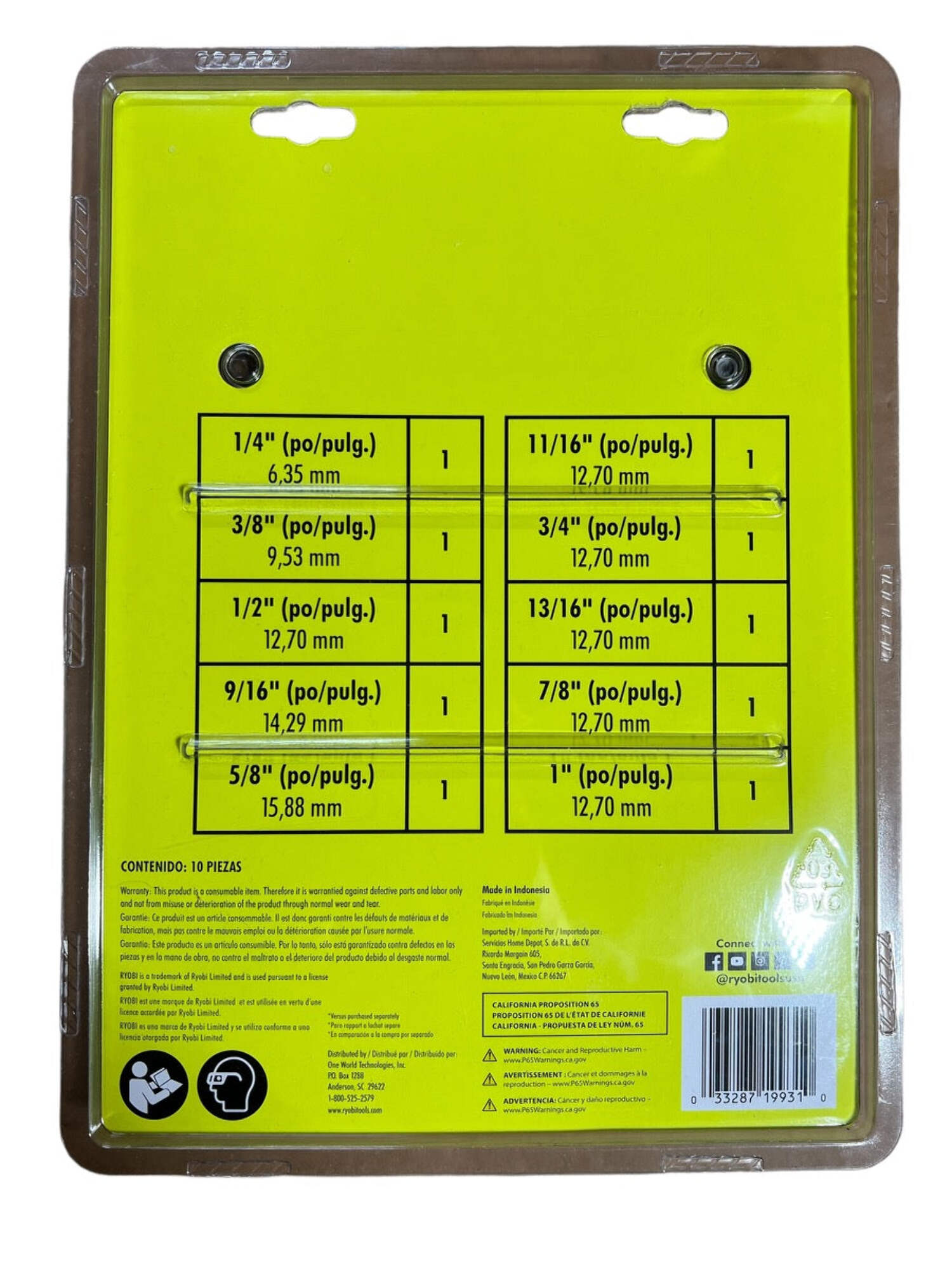 RYOBI 10-Piece Wood Spade Bit Set with Storage Mat - Drill Power