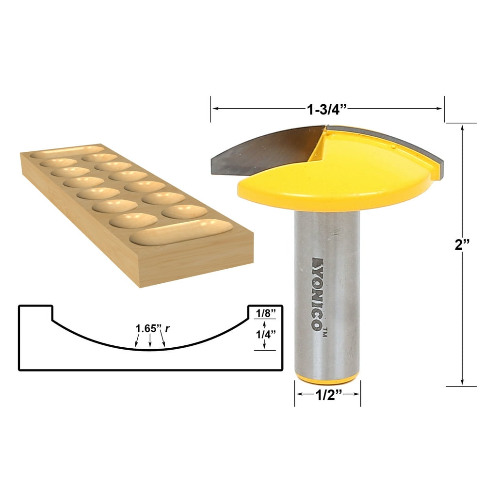 Small Bowl Router Bit 1.65" Radius 13/4" Wide 1/2" Shank Yonico