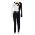 thumbnail image 2 of vastwit Kids Girls Dance Unitard Rhinestone Mesh Splice Long Sleeve Stirrup Bodysuit Gymnastics Skating Jumpsuit White 12, 2 of 4