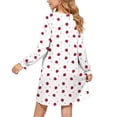 thumbnail image 5 of Spazoro Girls Night-gown Dress, Lightweight Round Neck Ruffled Cuff Strawberry Print Long Sleeve Silky Soft Loungewear Dress for Kids White Size 11-12, 5 of 8