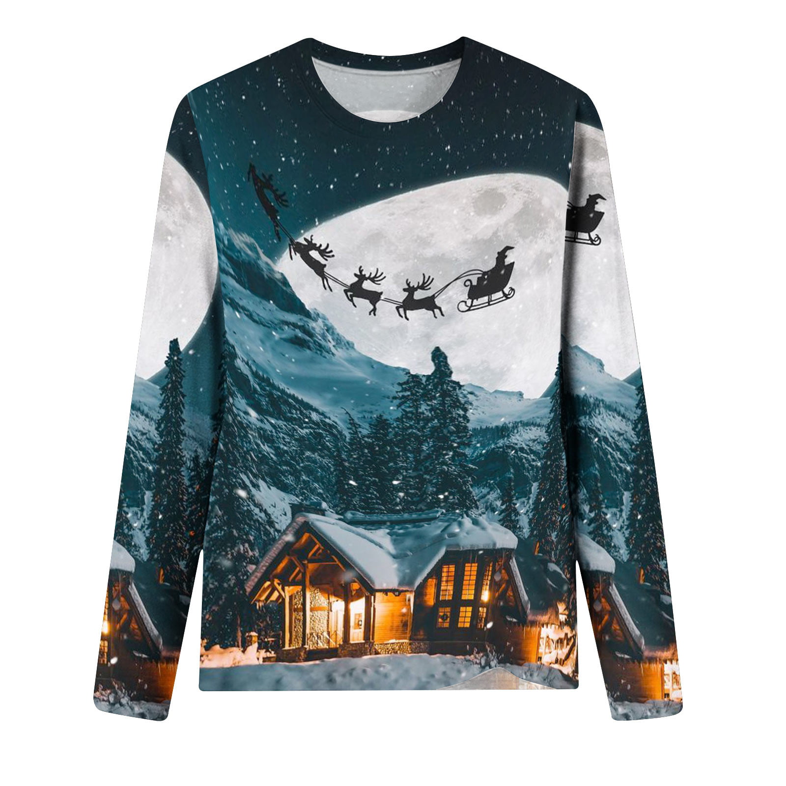 YanHoo Christmas Tops for Women 2023 Funny Graphic 3/4 Sleeve Shirts  Crewneck Blouse Sweatshirts Walmart Prime Sale Teen Girls Christmas Gifts  under 10 dollars Clearance 