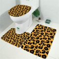 thumbnail image 2 of Yellow and Black Of Leopard Print Bathroom Rugs Sets 3 Piece,Toilet Cover Set,Absorbent Non Slip Bathroom Mats Sets with U-Shaped Contour Rug Toilet Rug Set, 2 of 5