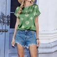 thumbnail image 5 of Short Sleeve Crew Neck T Shirt for Women Casual Loose Fit Butterfly Print Soft Lightweight Top Blouse for Daily Wear Army Green L, 5 of 6