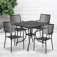 thumbnail image 2 of Bowery Hill 5 Piece 36" Square Steel Flower Print Patio Dining Set in Black, 2 of 5