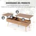 thumbnail image 3 of Costway Mesa de Centro Elevable con Almacenaje Barras Neumáticas 2 Compartimentos Ocultos Mesa Auxiliar de Café para Salón 120 x 49 x 42 cm Marrón, 3 of 8