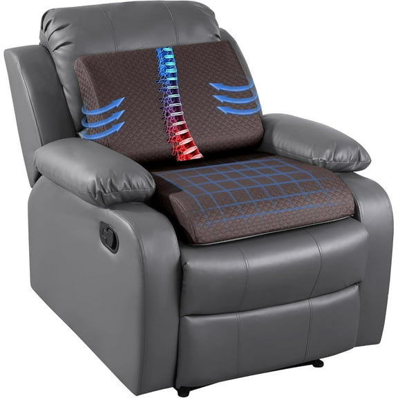 Extra Thick Recliner Chair Cushion with Lumbar Support Pillow for Elderly, 4.5" High Density Foam Seat Cushion, Breathable Fabric, 20"x20" Extra Large & Non-Slip for Recliner, Office,Coffee