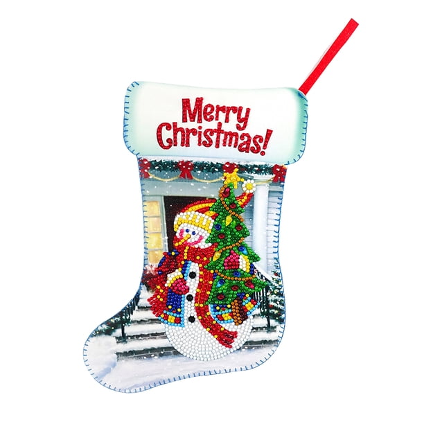 Cuadros Decorativos Muñeco de nieve colgante calcetín colgantes diamante pintura mosaico adornos dulces bolsas de regalo Likrtyny embutido en tela