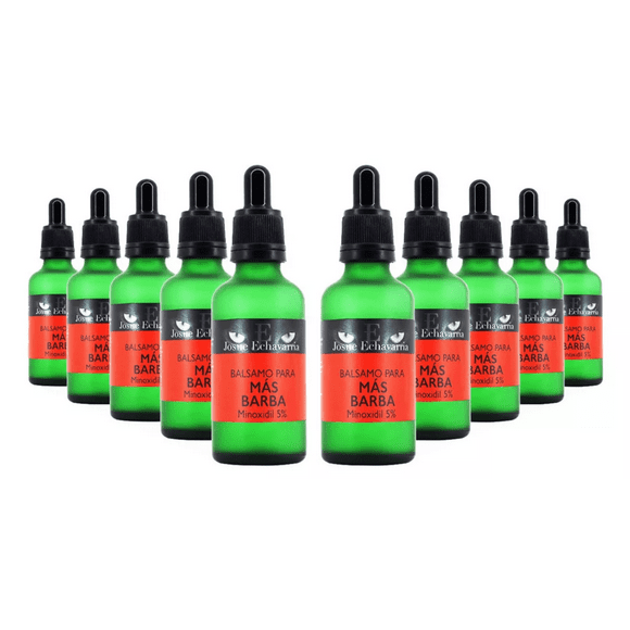 Set de 10 Frascos Josue Echavarria Tratamiento Auxiliar en el Crecimiento de Barba y Bigote 50 ml