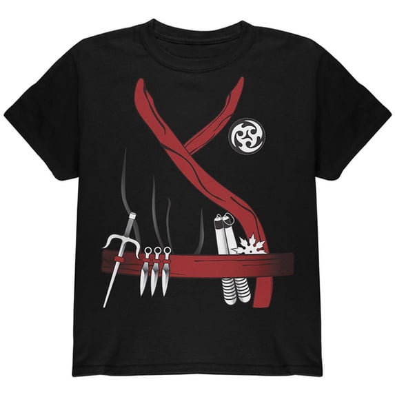 Halloween Red Clan Ninja Assassin Costume Youth T Shirt Black YMD