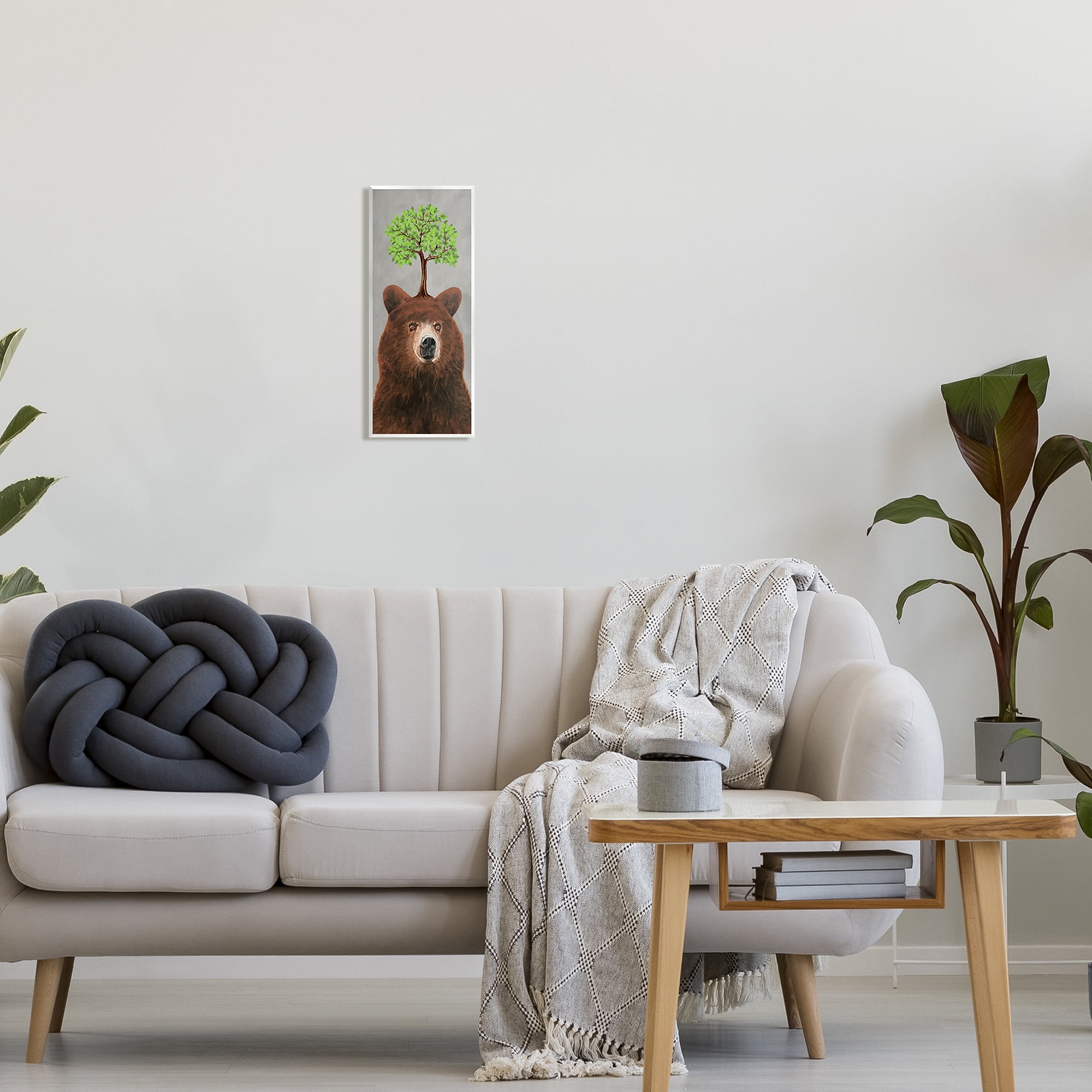 Stupell Industries Modern Bear Tree Growing Animals & Insects Painting Unframed Art Print Wall Art