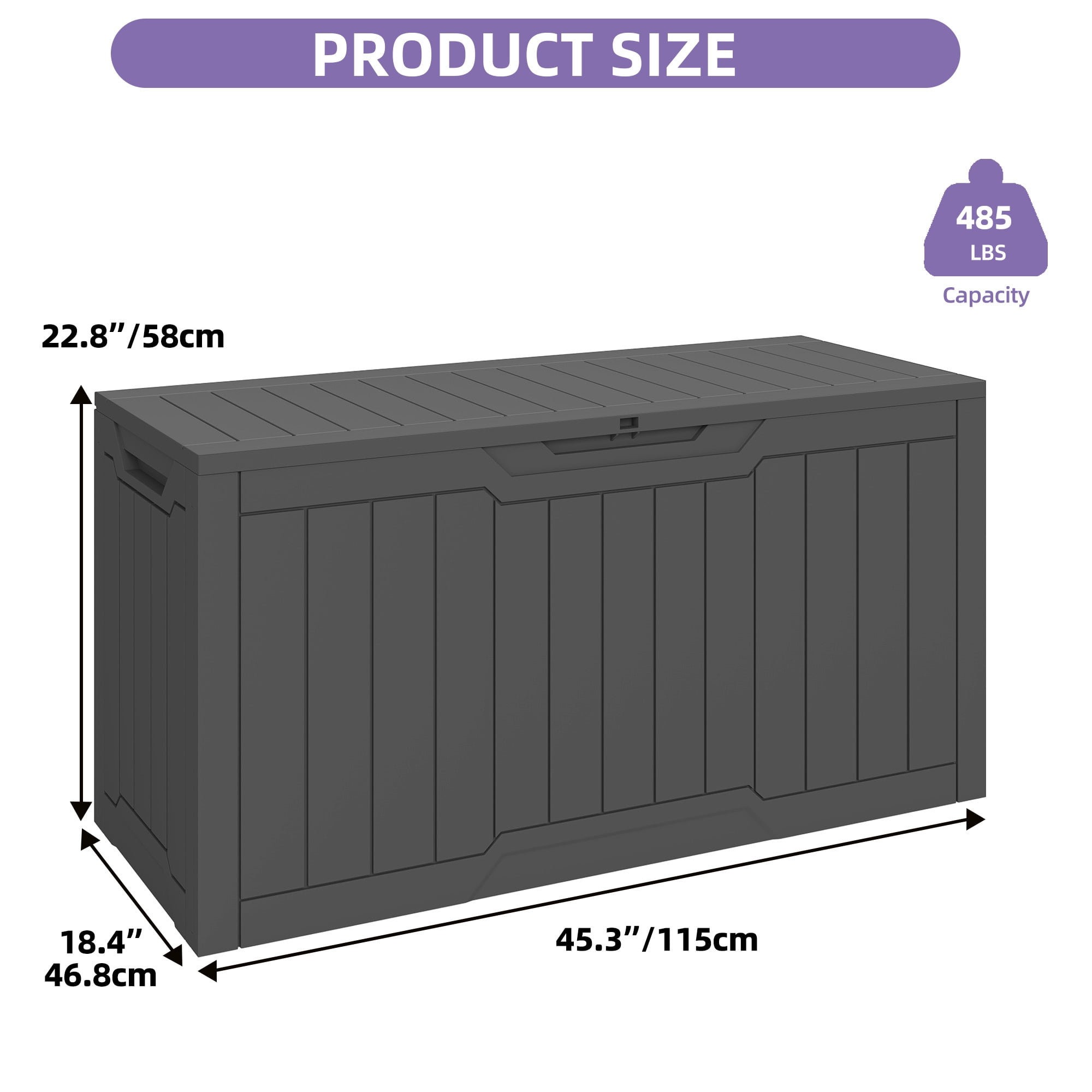 Uforic 80 Gallon Resin Deck Box, Outdoor Storage Box, Lockable Weather Resistant Container for Patio Garden Home Essentials, Dark Gray
