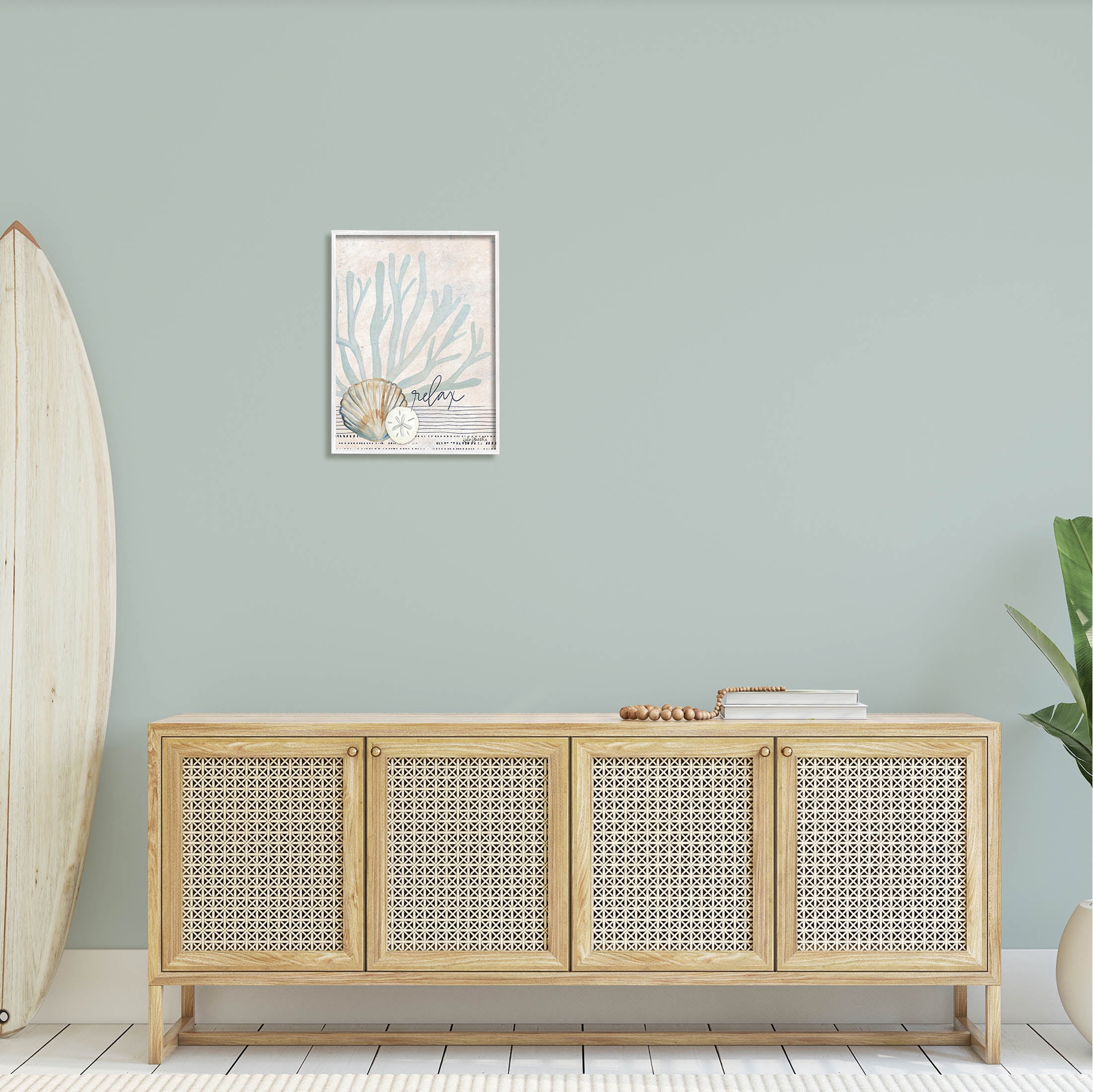 Stupell Industries Striped Sea Life Aquatic Seashells Graphic Art White Framed Art Print Wall Art, Design by Katie Doucette