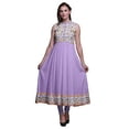 thumbnail image 1 of Bimba Kurti Longue Indienne à Fleurs Light Purple2 pour Femmes, Tenue de Fête, Imprimée, Sans Manches, Robe Anarkali Kurti, Très Grande, 1 of 6