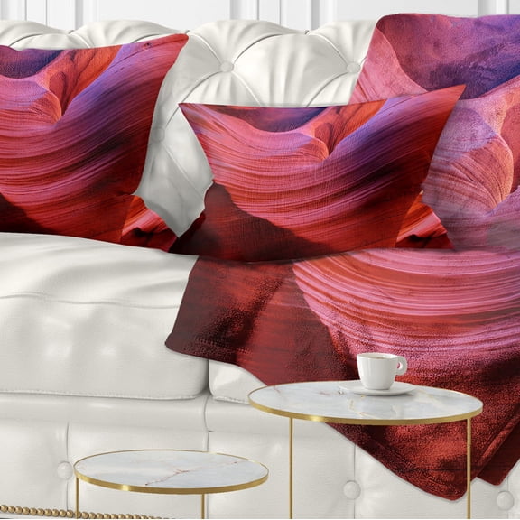 Designart Antelope Canyon Light Rays - Landscape Photography Throw Pillow - 12x20