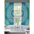 thumbnail image 2 of Blue Teal Boho Sheer Curtains 63 Inch Length 2 Panels Set, Semi Transparent Voile Rod Pocket Curtains for Living Dining Room Bedroom Drapes Retro Rustic Ethnic Abstract Geometric Art, 2 of 6