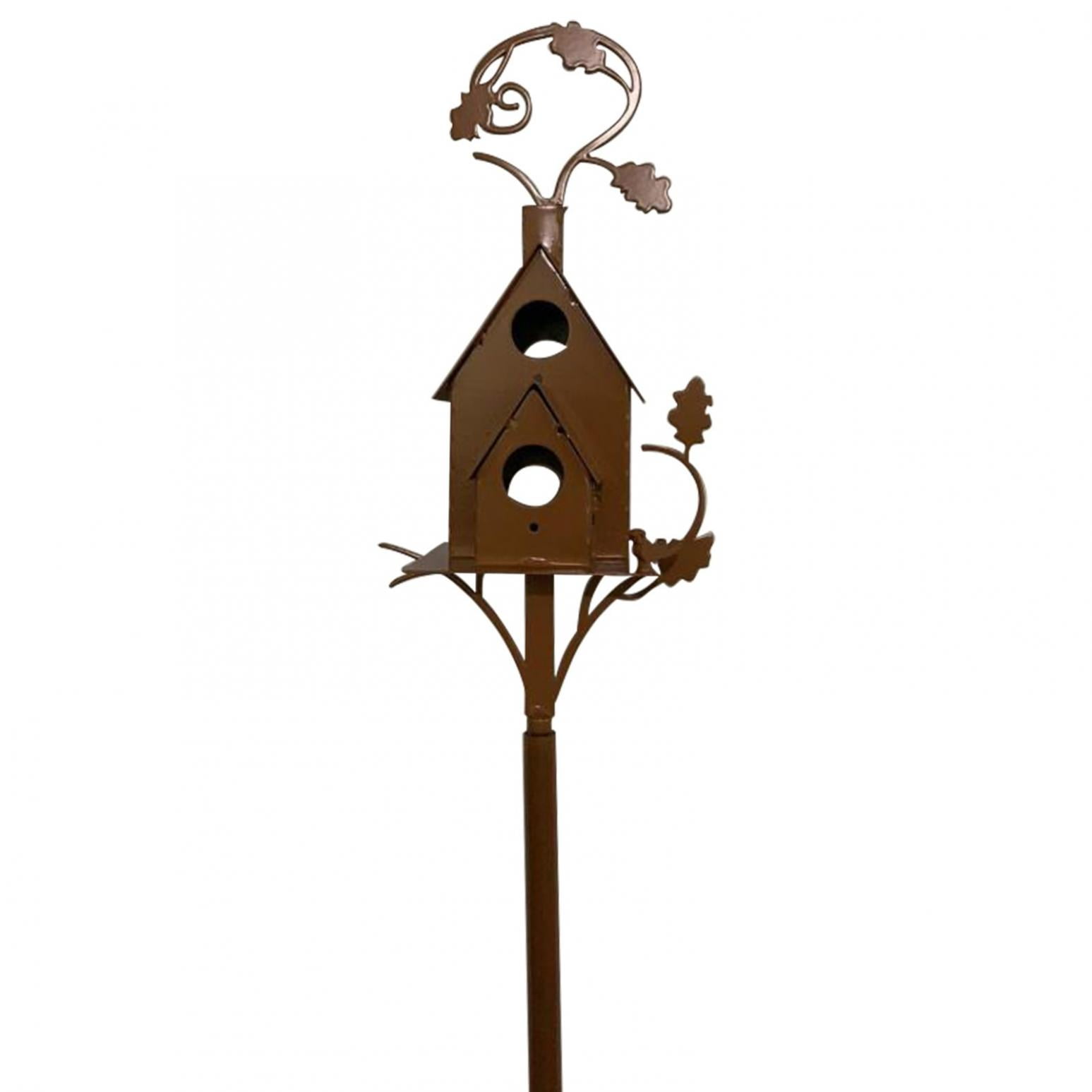 EQWLJWE Metal Bird House with Pole, Handmade Copper Cottage Bird House
