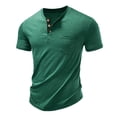 thumbnail image 2 of FRSASU Men's Lightweight Henley Shirt Casual Stretch Slim Fit Short Sleeve Button Up T-Shirt with Pocket Green, 2 of 7