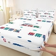 thumbnail image 3 of Homewish Teens Boys Girls Cartoon Train 4 Pieces Queen Sheet Sets,Kawaii Railway Car Ultra Soft Flat Sheet,Steam Engine Railroad Queen Fitted Sheet,Microfiber Bedroom Decor, 3 of 7