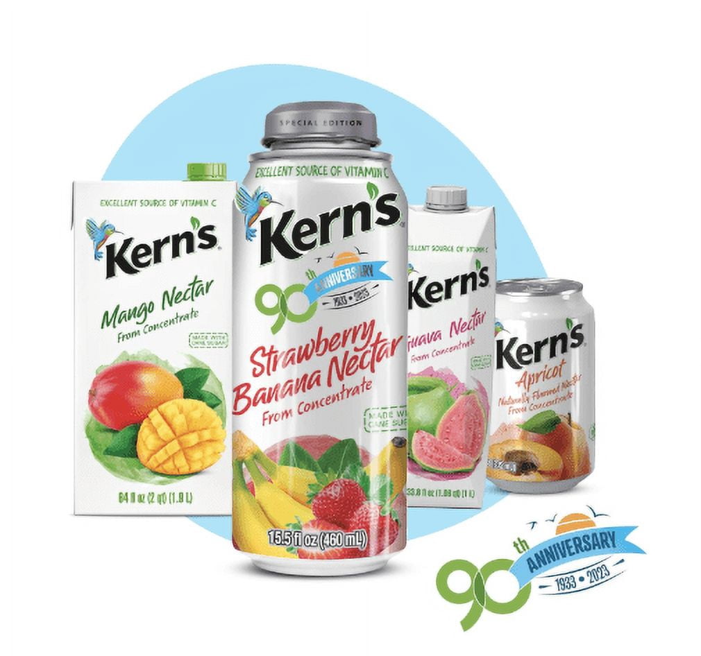 Kern’s-Guava Juice Nectar- Guava Nectar Made with Fresh Fruit Puree - Tropical Fruit Juice Concentrate for Smoothie Mix, Cocktail Mixers & Kids Drinks & Beverages - 11.5oz, 24 Pack Canned Drinks