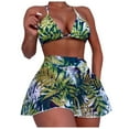 thumbnail image 2 of Floenr 2 Piece Hawaiian Tropical Print Swimsuits for Women,Casual Loose Halter Tie Back Floral Print Bikini Set Bathing Suits with Cover Ups, 2 of 5