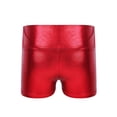 thumbnail image 2 of renvena  Girls Shiny Metallic Basic Athletic Sports High Waist Hot Pants Gymnastic Workout Dance Size 4-16 Red 8, 2 of 7