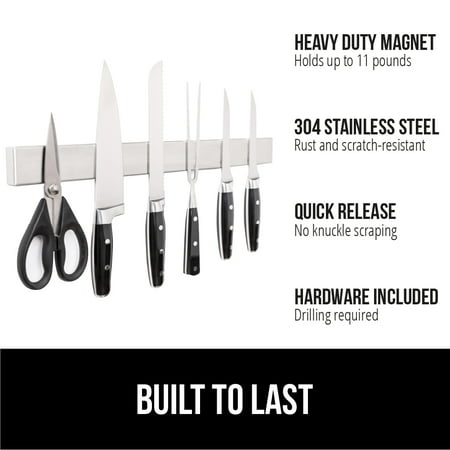 GORILLA GRIP Magnetic Knife Holder, 304 Stainless Steel Wall Mounted Magnet Strip for Knives, 24 Inch