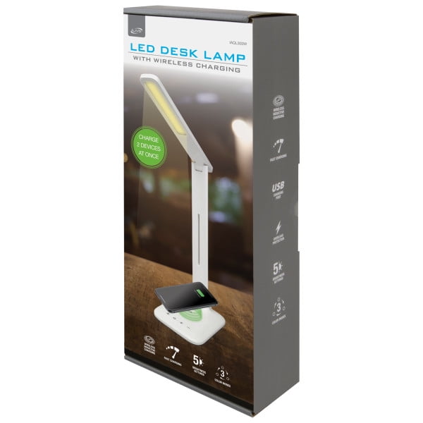 iLive LED Desk Lamp With Wireless Charging, IAQL300W, White