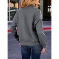 thumbnail image 6 of Women Zip Up Long Sleeve Casual Solid Color Loose Sweatshirts Jackets Outwear with Pockets, 6 of 6