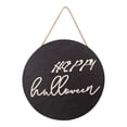 thumbnail image 1 of Señal de bienvenida de Halloween para decoración de puerta delantera, corona redonda de madera para colgar en la pared para fiesta navideña, 1 of 5