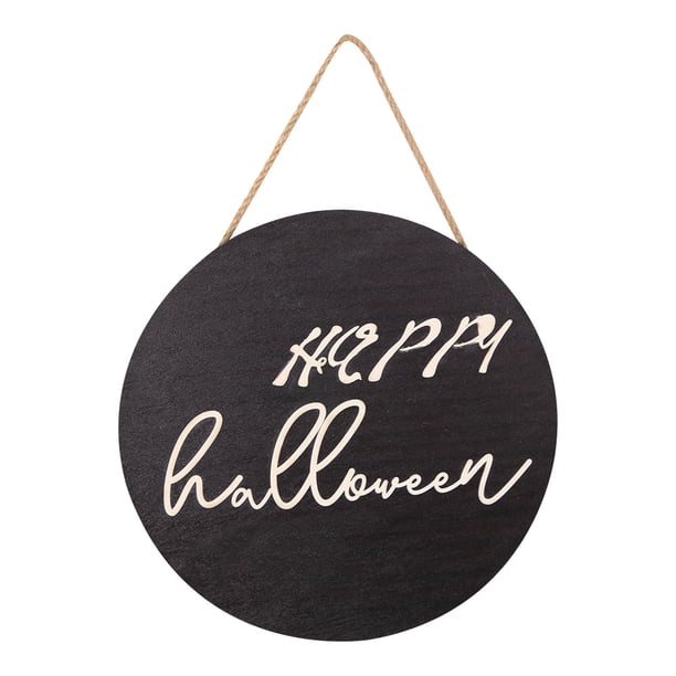 Señal de bienvenida de Halloween para decoración de puerta delantera, corona redonda de madera para colgar en la pared para fiesta navideña