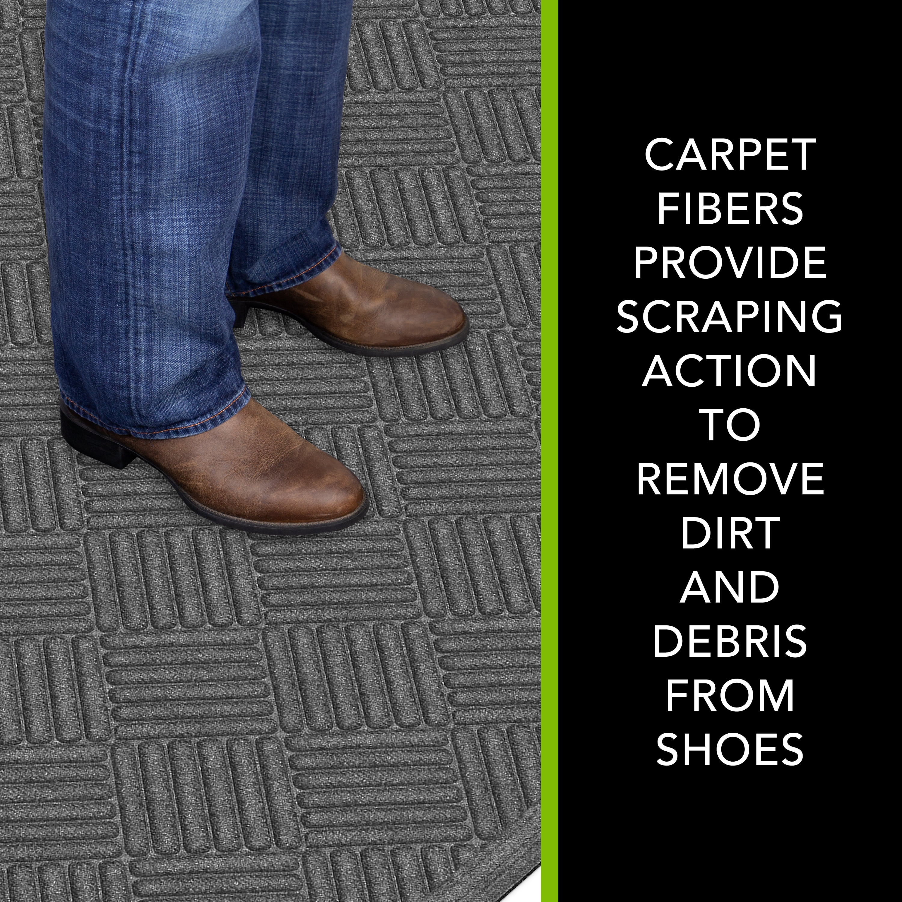 Mainstays Textures Crosshatch Polyester and Rubber Backed Doormat, 4' x 6', Smoke
