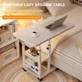 thumbnail image 4 of Table en C à Hauteur Réglable avec Tiroir de Rangement, Bureau Roulant pour Portable sur Roulettes, Noyer Blanc 80x40cm 60x40cm, 4 of 9