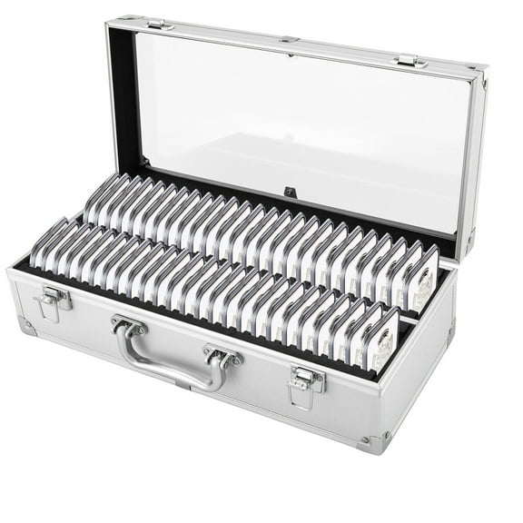 Aluminum Storage & Display Box,Silver Coin Slab Case Holds 50 PCGS NGC ANACS Coin Holders Slabs