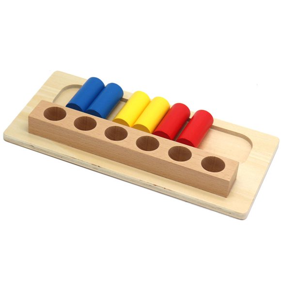 Bunblic Wood Peg Box Sensory Toys Early Educational Toy Colored Cylinder and Base Cylinder Puzzles for Preschool Toddlers Infants Baby