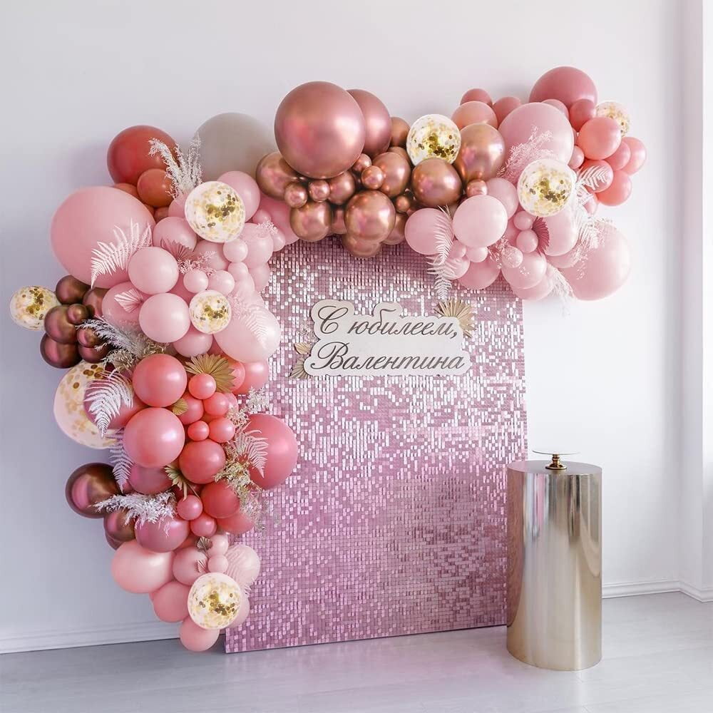 YANSION Pink Balloon Garland, 107PCS Retro Pink Balloon Garland Kits Dusty Matte Balloons Arch for Girls Birthday Party Baby Shower Wedding Bachelorette