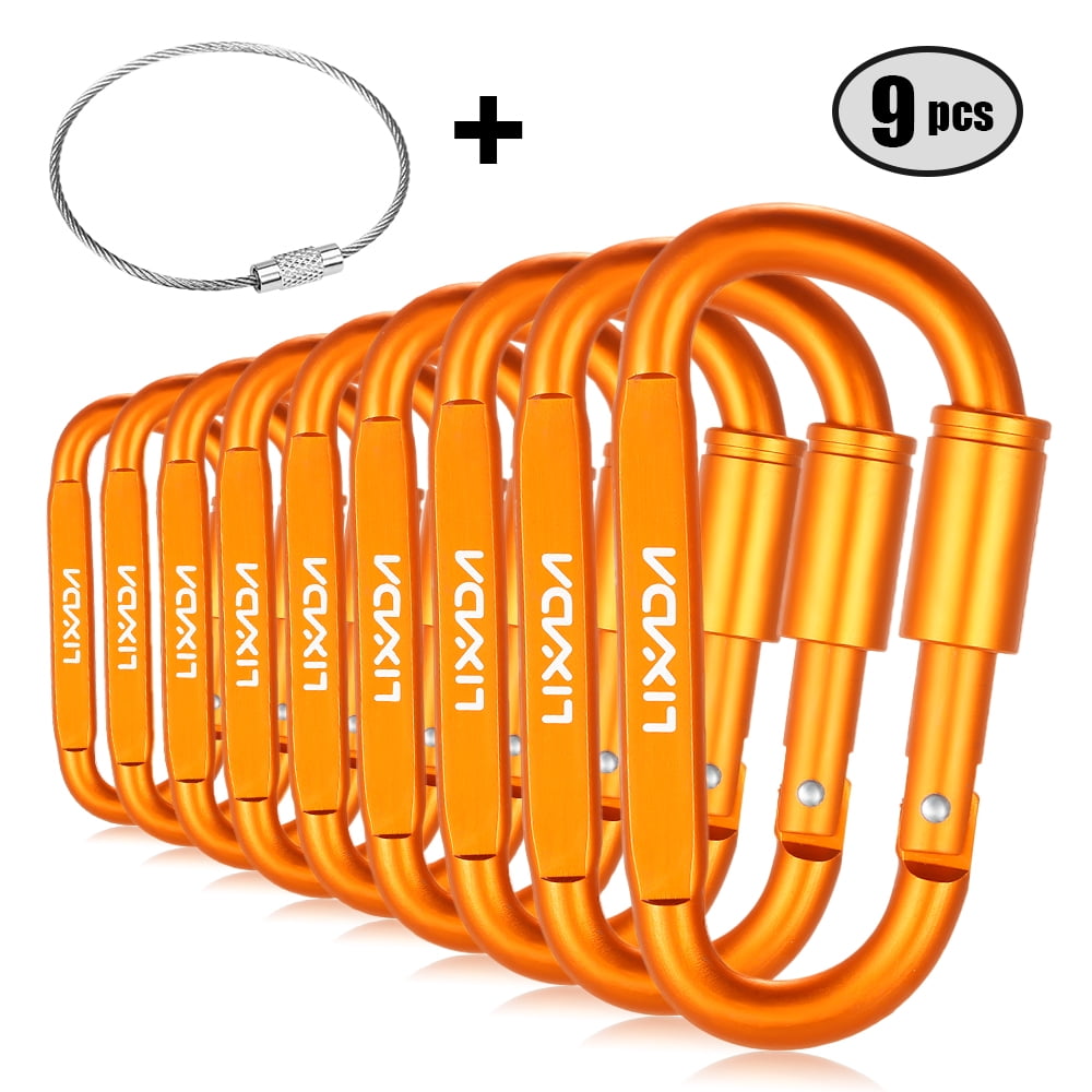 Guagua Aluminum Alloy D-Ring High Strength Carabiner Key Chain Clip Hook For Camping Hiking 2 Pack 
