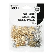 Cousin DIY Nature Bulk Charm Assortment, 50 Piece, Silver Metal, Jewelry Making, Adult, Unisex