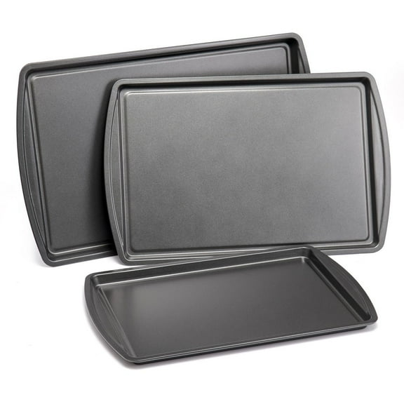 Mainstays 3PC Ensemble de Cookies Antiadhésives, 11,2" x 17,2", 10,2" x 15,2", 9,2" x 13,2", Gris