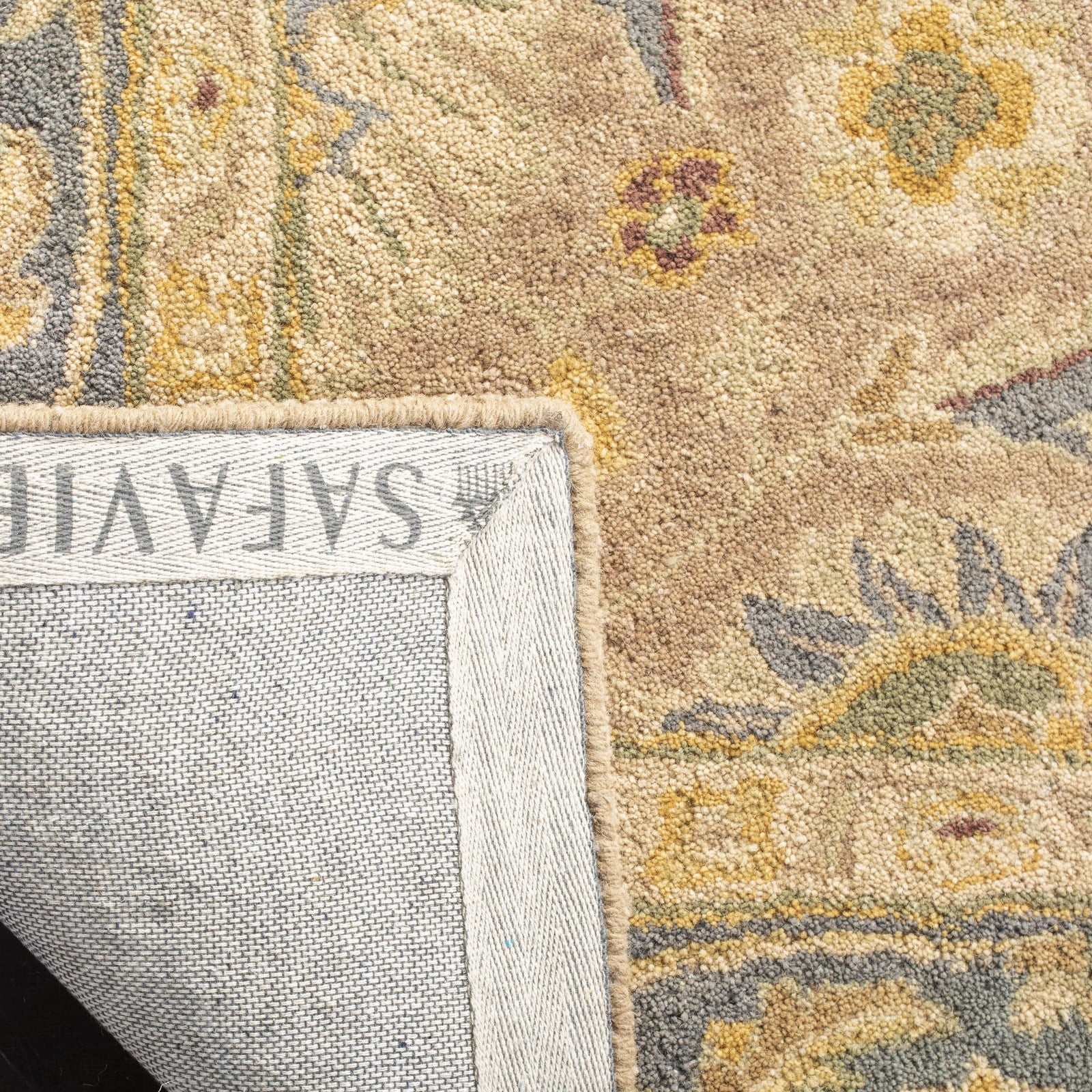 SAFAVIEH Anatolia Sophia Floral Wool Runner Rug, Brown/Blue, 2'3" x 8'